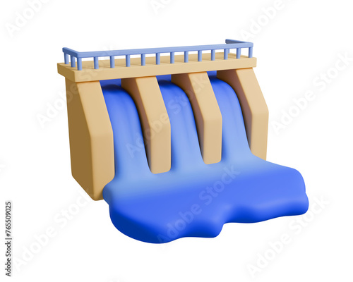 3d hydroelectric station isolated on white background. Alternative energy. 3d rendering
