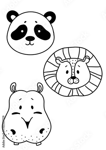 Set of animals. Colouring page 