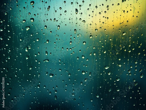 White rain drops on an old window screen with abstract background