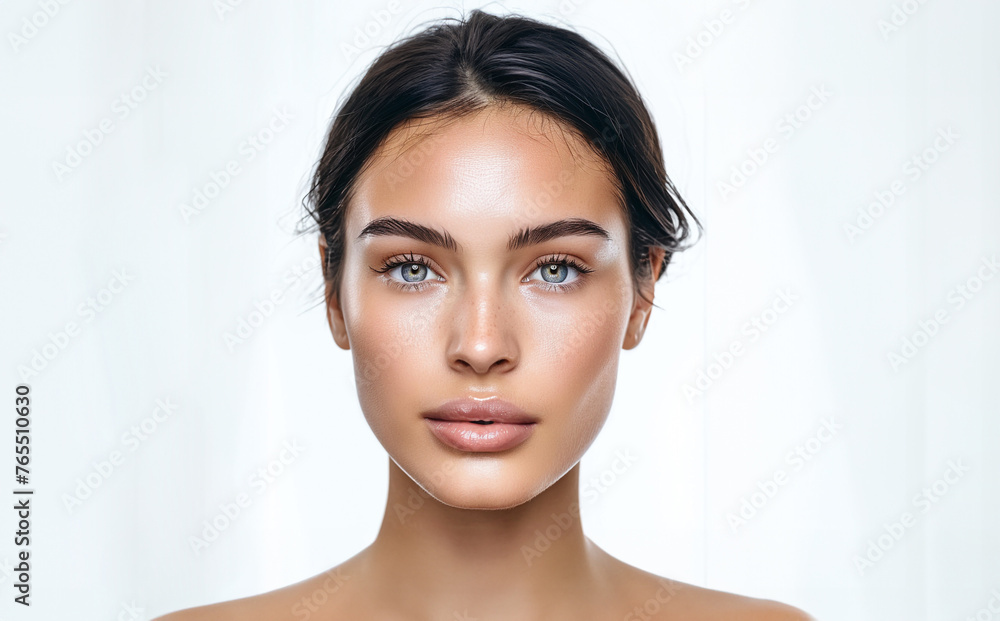 Beautiful Woman Skin Model Frikel Glass Clear Complaxtion freckled complexion natural bare face close up zoom in clean white background Beautiful Woman Skin Model Frikel Glass Clear Complaxtion freckled complexion natural bare face close up zoom in clean white background