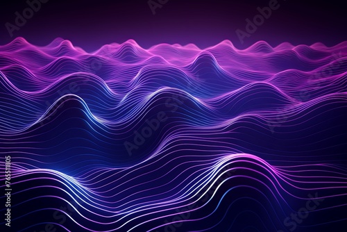 Yellow and purple waves background, in the style of technological art