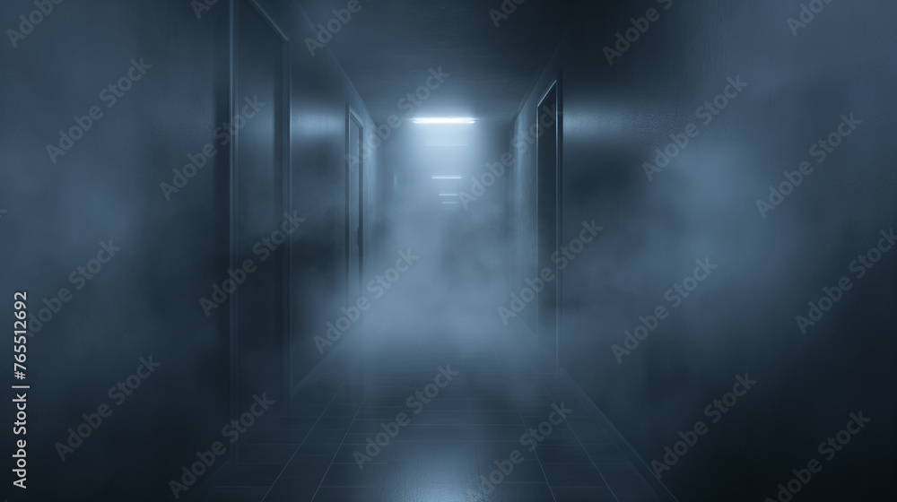 Mysterious corridor filled with mist.