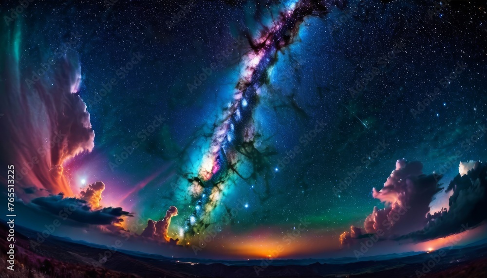Colourful space galaxy cloud nebula. Stary night cosmos. Universe science astronomy. Supernova background - obrazy, fototapety, plakaty 