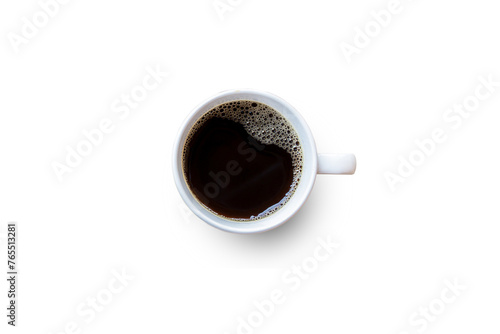 Black coffee cup on white background.