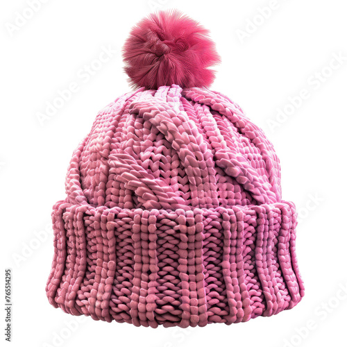 Pink knitted hat isolated on transparent background