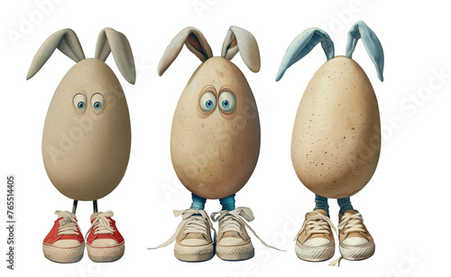 llustration of a funny eggs wearing sneakers