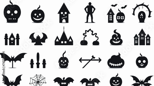 Fototapeta Naklejka Na Ścianę i Meble -  These are halloween related icons in solid style Flat