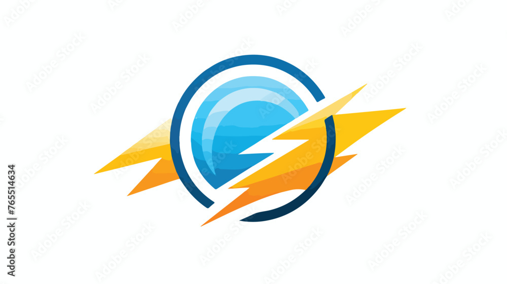 Thunder in circle logo vector Flat vector