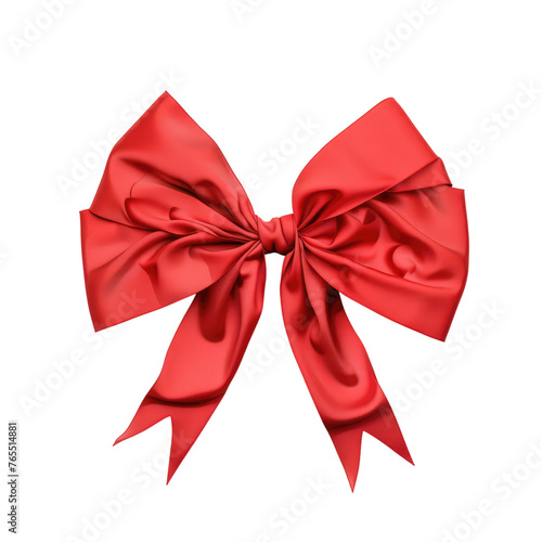 Red bow isolated on transparent background