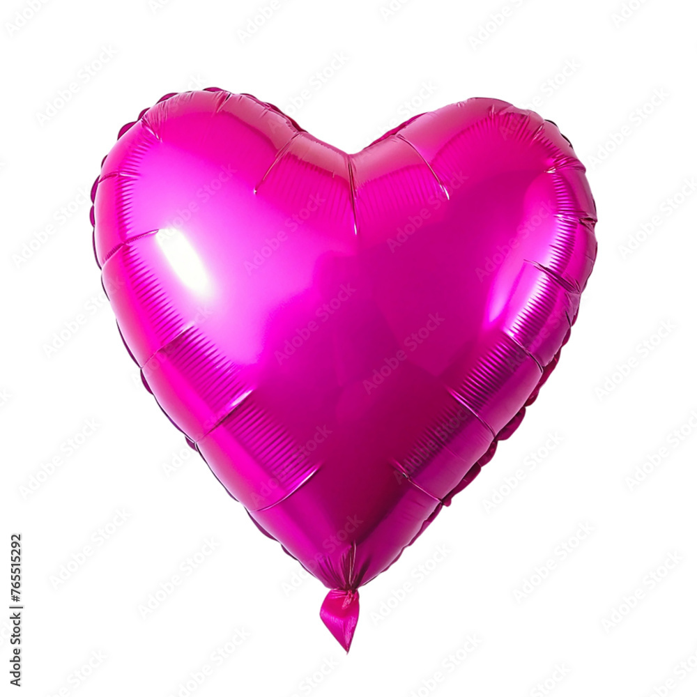Shine bright pink heart shape balloon. isolated on transparent background.