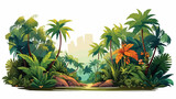Tropical jungles of Southeast Asia .. Flat vector isolated