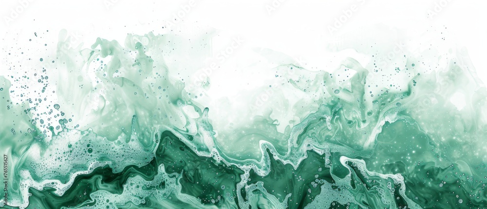 A detailed image of a verdant and aquatic artwork, featuring water dominating the base A detailed image of a verdant and aquatic artwork, featuring water dominating the base
