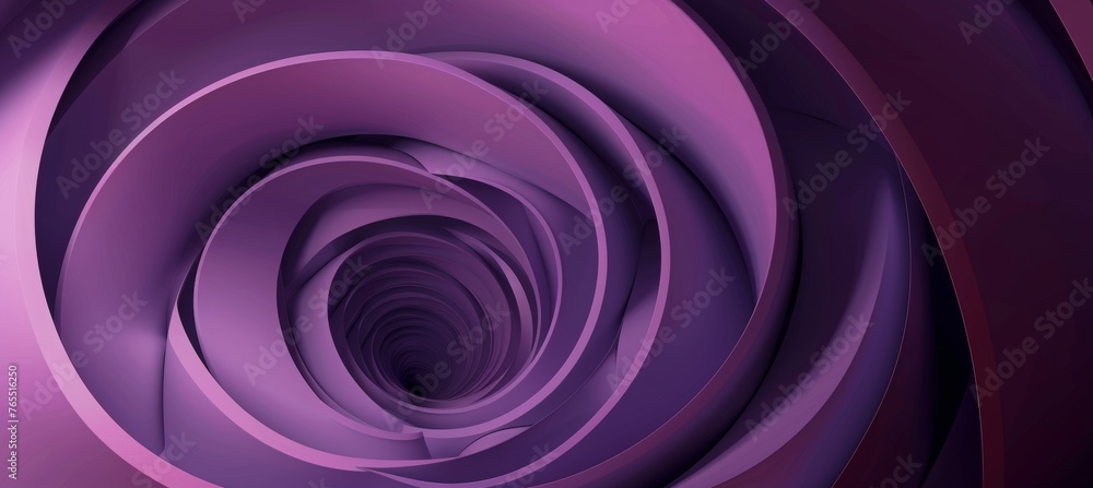 Fototapeta premium Abstract background with pink spiral in dark purple color. Modern wallpaper design for your project. The concept of the swirl effect on the wall. Dark purple background with 3d effect swirl for design