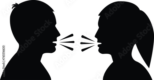 Speak icon, talk or talking person each other