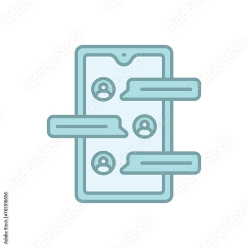 Blue Line Chat Group Call vector icon