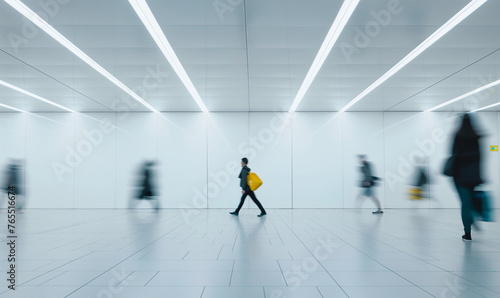 Rush Hour Rhythm: Blurred Motion of Commuters in Busy Subway Station