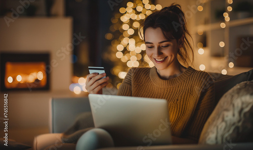 Joyful Online Shopping Experience - Woman Making Purchase From Home