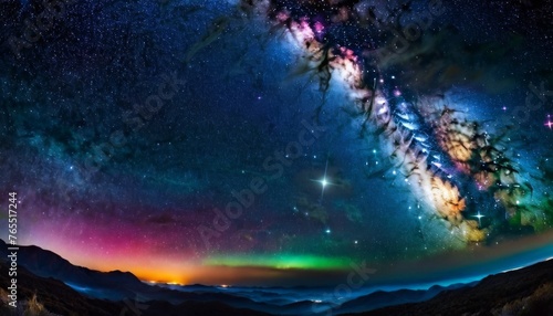 Nebula and stars in night sky web banner. Space background