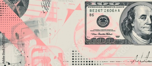 Cash money wallpaper. Business bank halftone copyspace illustration, vintage financial invest collage. AI generated photo