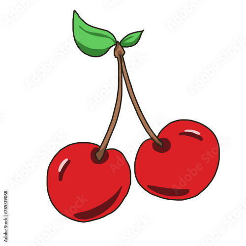 cherry with leaves