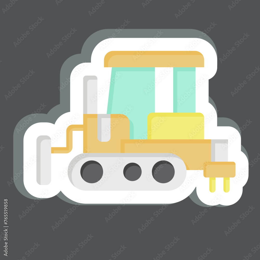 Sticker Bulldozer. related to Construction Vehicles symbol. simple design editable. simple illustration