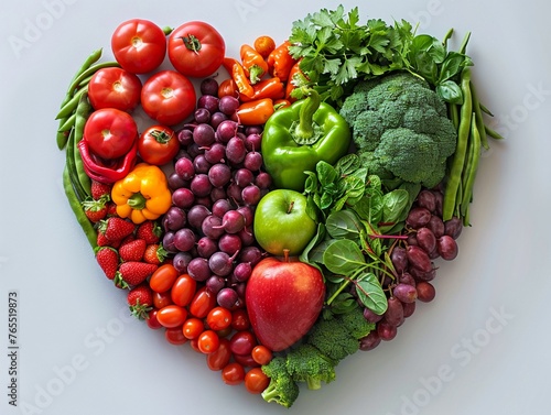 Heart-healthy nutrition chart, dietary adjustments, frontal angle, educational background, bright light.stock photographic style photo
