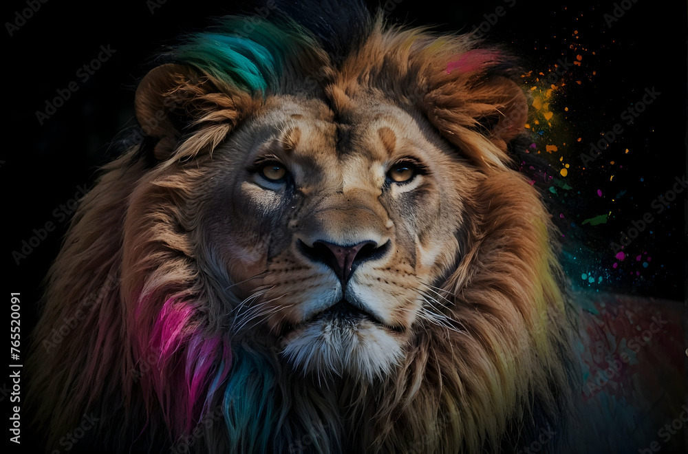 portrait of a lion,This high-definition lion image radiates regal strength, portraying the majestic king of the savannah in exquisite detail and vibrant colors.