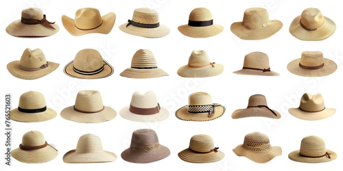 Set of beach hats on white background. © EnelEva
