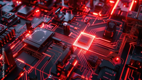 Advanced AI Technology Core Processor with Neon Circuitry and Futuristic Computing Power - AI generated