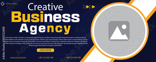 creative new marketing social media banner design in dark blue  color 