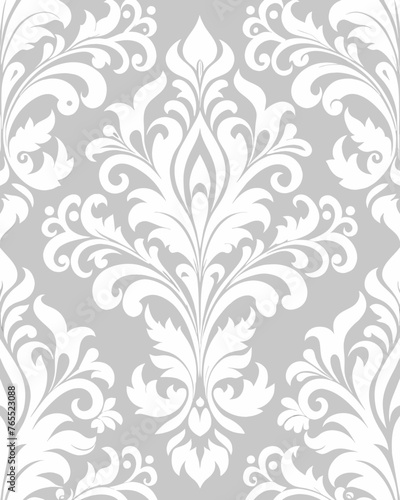 seamless white Celtic damask pattern on white background