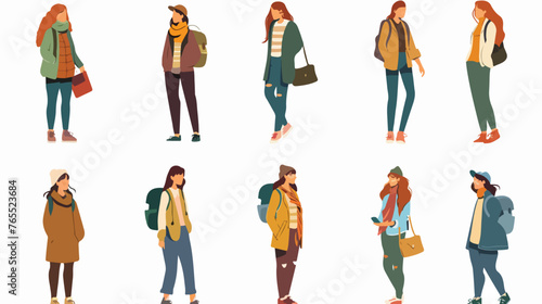 Young woman illustrations - Collection Flat vector 