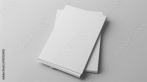 blank notebook on white, Blank A4 photorealistic Flyer single Page mockup , Blank Square Brochure Mockup, magazine brochure Catalog mockup, rendering design, on light grey background