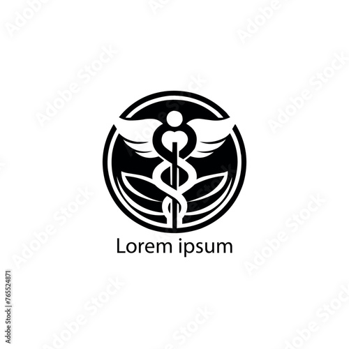 Caduceus symbol made using bird wings and poisonous snakes, healthcare conceptual vector illustration