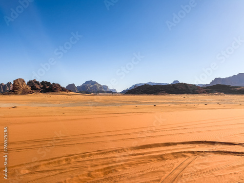 The amazing rock formations, Red Sand and natural beauty of Wadi Rum Desert in Jordan