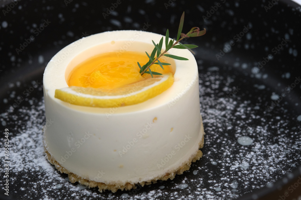 Sweet delicious Orange cheese cake close up Sweet delicious Orange cheese cake close up