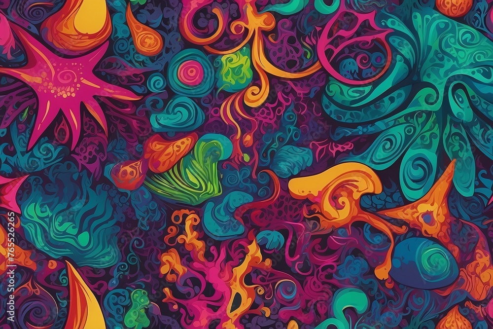 Naklejka premium abstract floral patterns with bright and harmonious color combinations