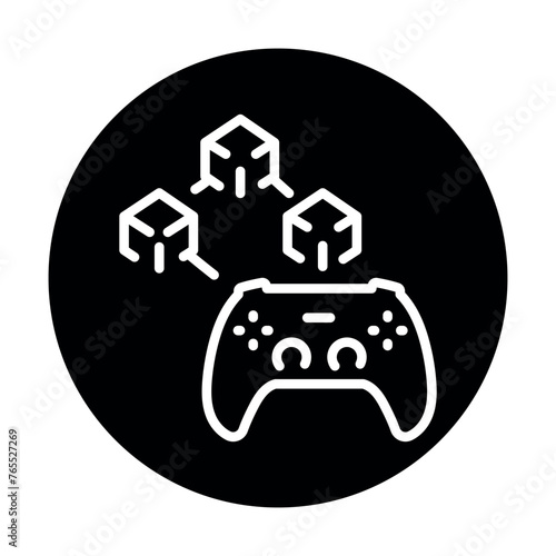 Blockchain game color line icon. Digital crypto art.