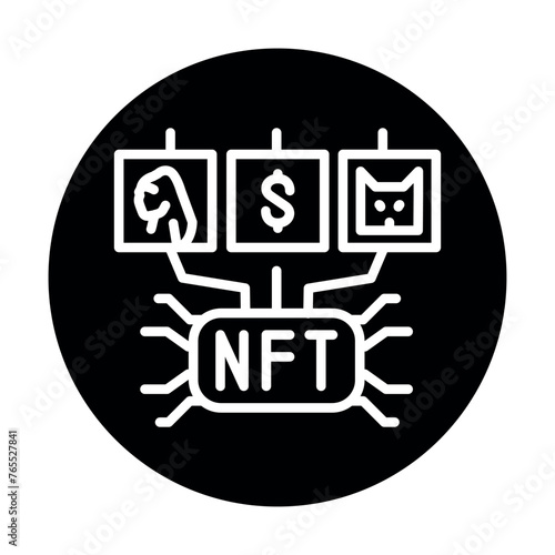 Fungible finance color line icon. Blockchain technology