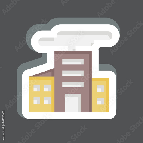 Sticker Damage In The City. related to Nuclear symbol. simple design editable. simple illustration