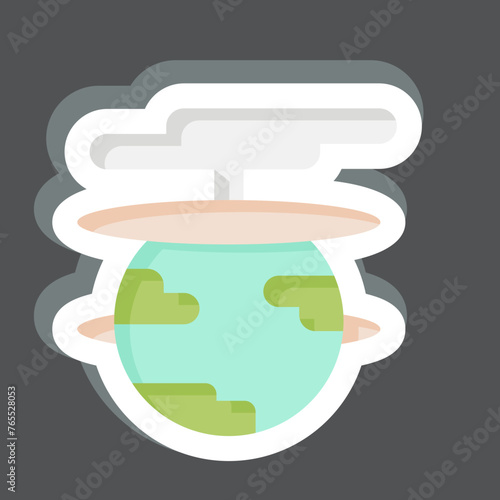 Sticker Destroy The World. related to Nuclear symbol. simple design editable. simple illustration