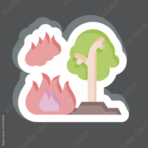 Sticker Forest Fires. related to Nuclear symbol. simple design editable. simple illustration