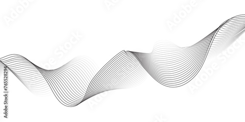 White wave curve lines banner background design. Abstract soft wave lines dynamic flowing gray light isolated background. Vector Illustration of the gray pattern of lines. Black stripes on white.