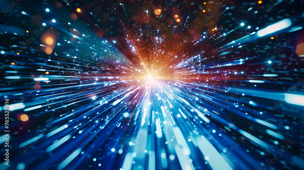 Abstract Light Explosion in Space, Futuristic Energy Burst with Blue Galaxy Effect, Magic and Science Background Abstract Light Explosion in Space, Futuristic Energy Burst with Blue Galaxy Effect, Magic and Science Background
