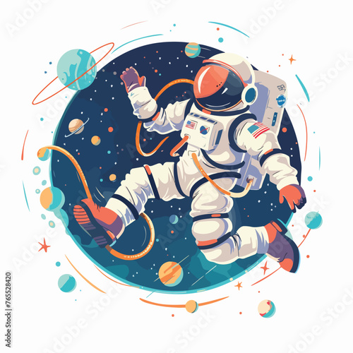 Astronaut space walking vector illustration. 