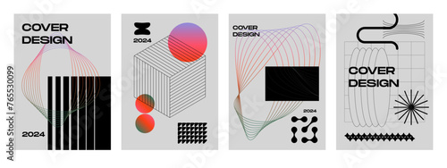 Posters with silhouette minimalistic basic figures, extraordinary graphic assets of geometrical shapes swiss style, Modern minimal monochrome print brutalist.