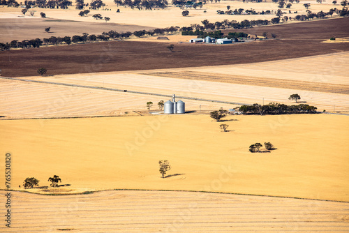 Silos and agricultural land in the Wimmera area of Western Victoria photo