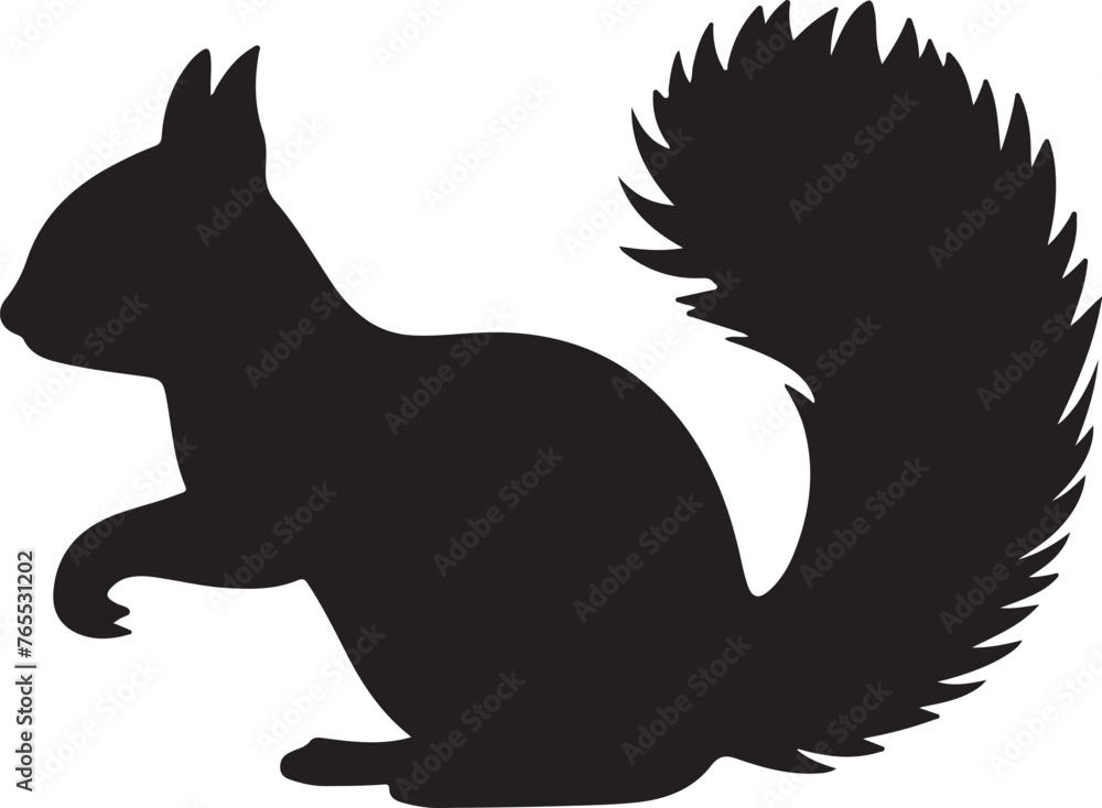 Fototapeta premium Squirrel Silhouette Vector Illustration White Background