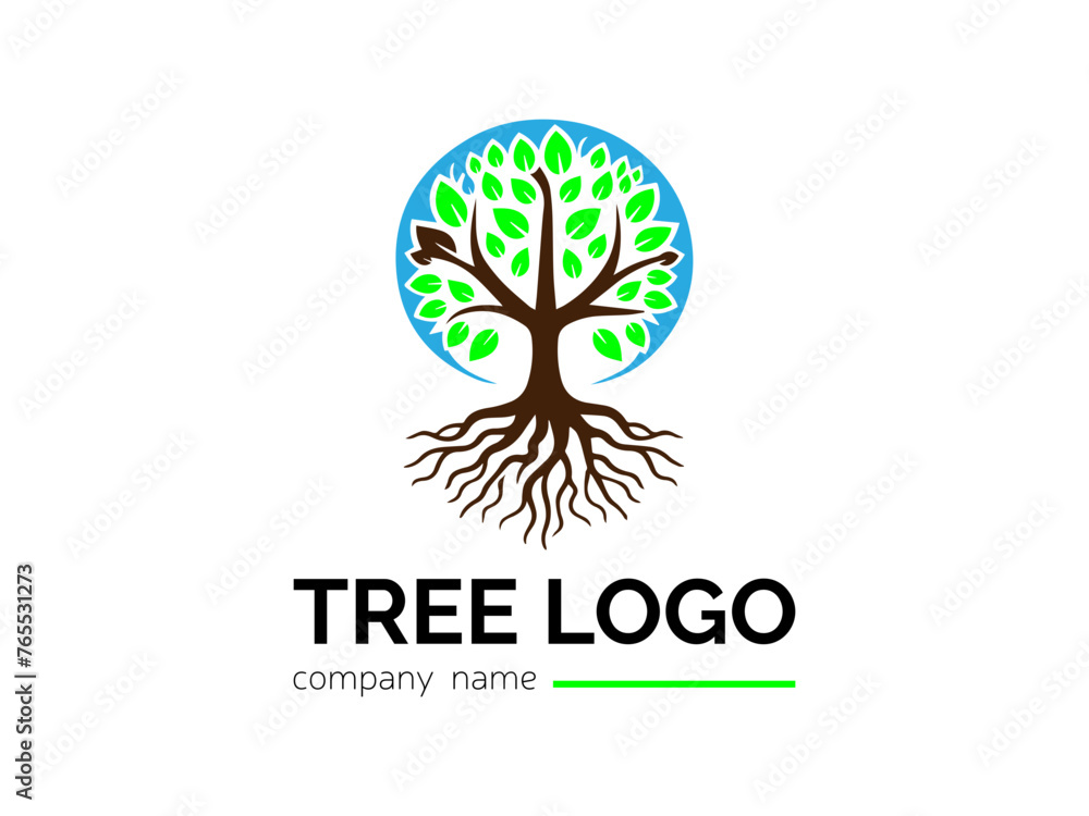 Tree shape logo template,Flat design family tree silhouette,Green eco tree,Hand drawn tree life in brown shades,