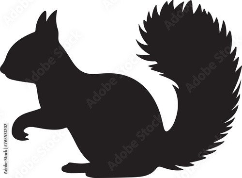 Squirrel Silhouette Vector Illustration White Background